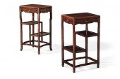 A PAIR OF CHINESE CARVED HARDW
