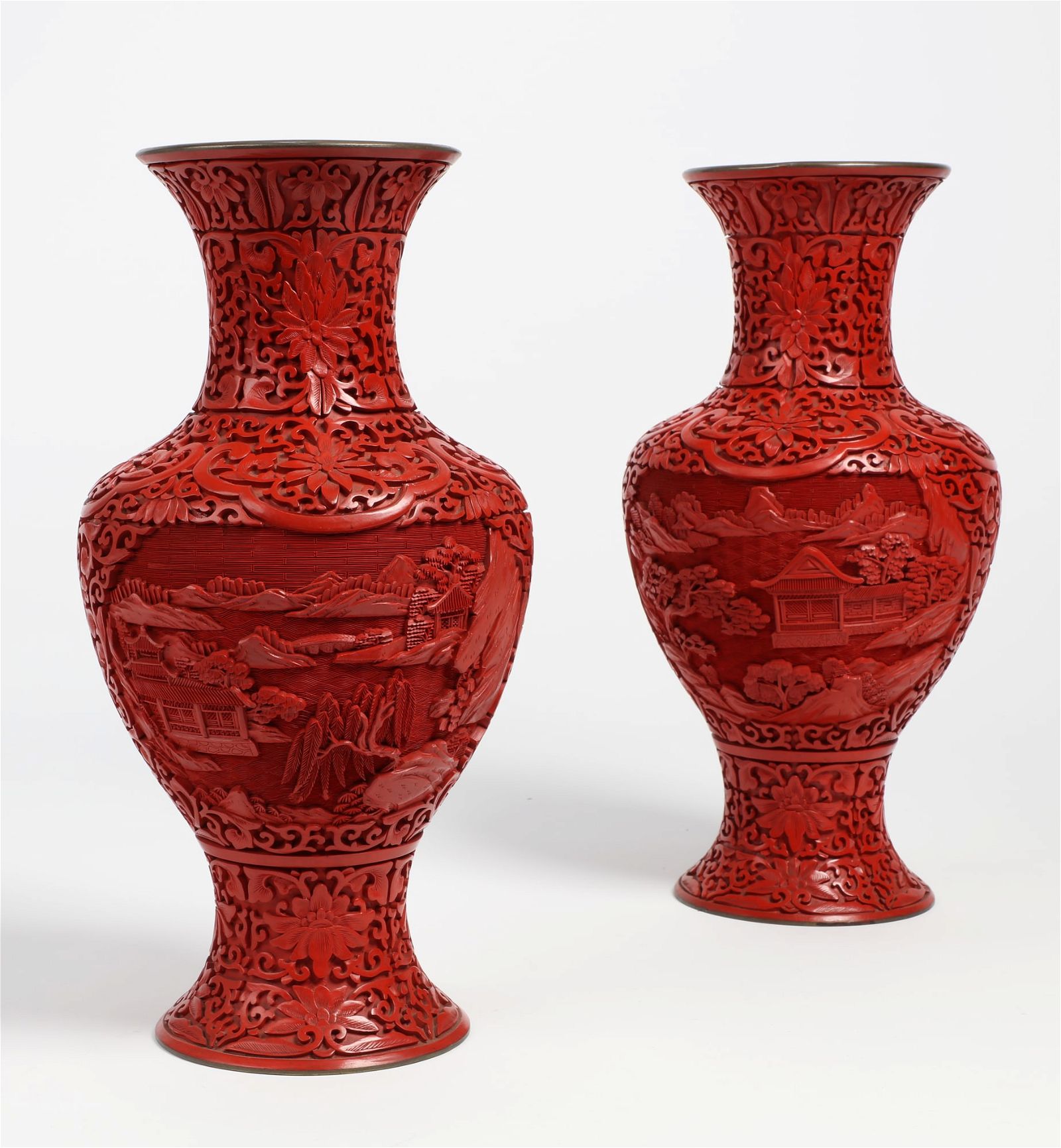 A PAIR OF CHINESE CINNABAR