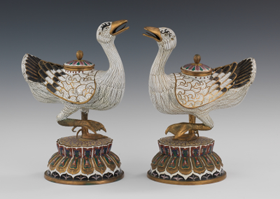 A Pair of Chinese Cloisonne Duck