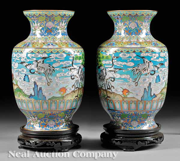 A Pair of Chinese Cloisonné