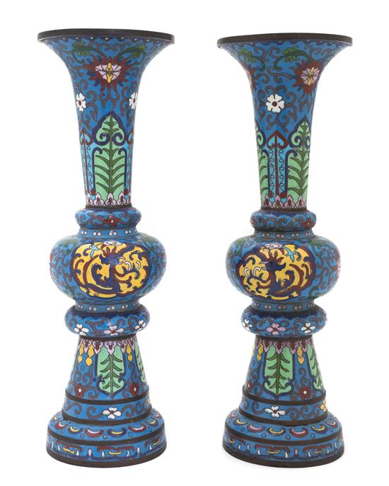 A Pair of Chinese Cloisonne Vases