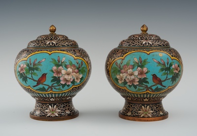 A Pair of Chinese Covered Cloisonne