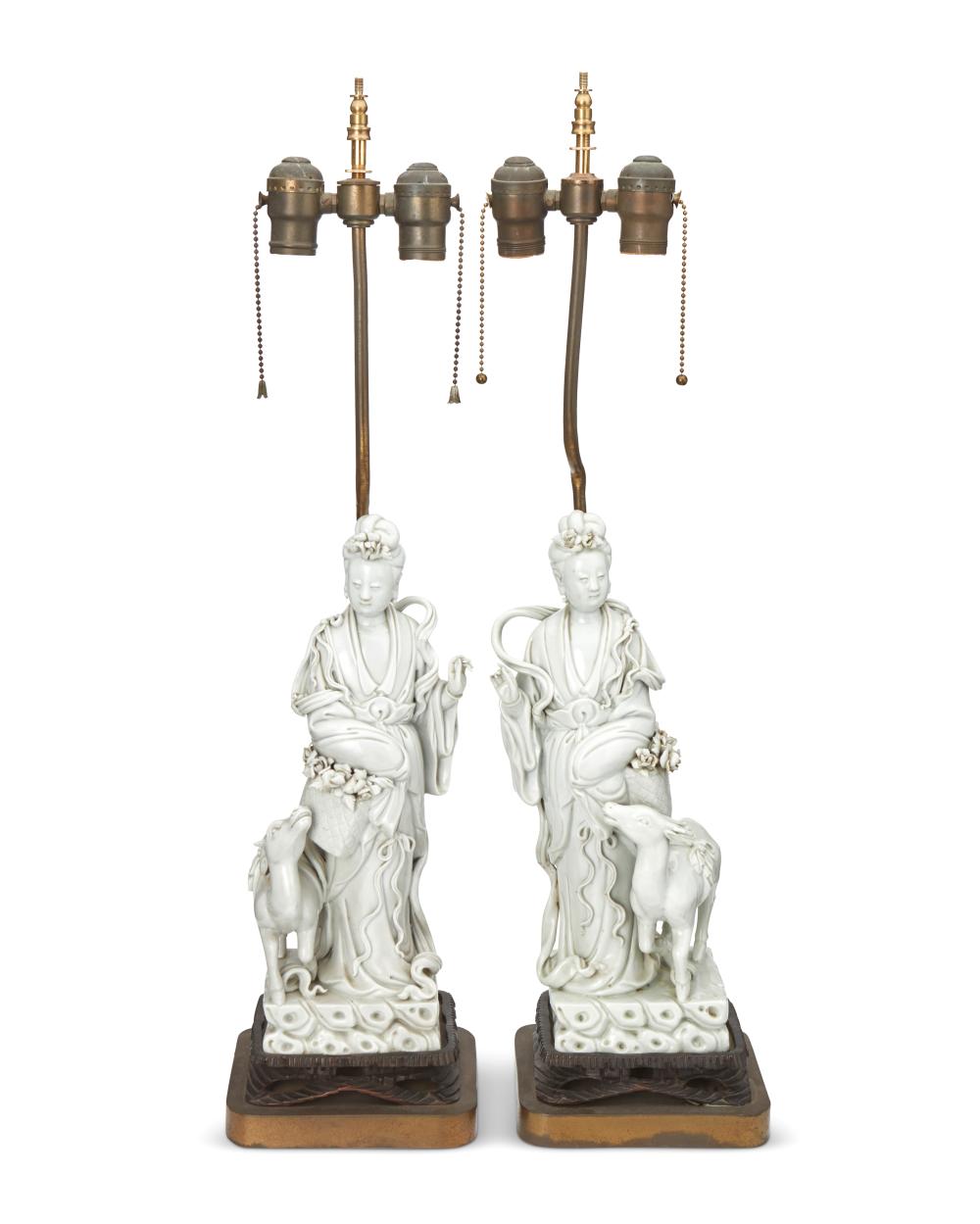 A PAIR OF CHINESE DEHUA FIGURAL