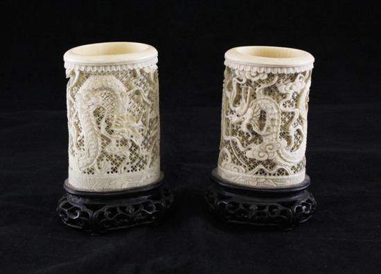 A pair of Chinese export ivory tusk