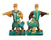 A PAIR OF CHINESE FIGURAL ROOF