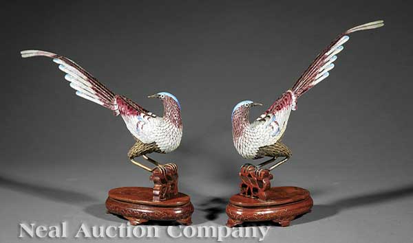 A Pair of Chinese Gilt Silver