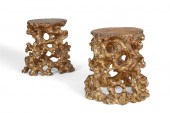 A PAIR OF CHINESE GILT ROOTWOO