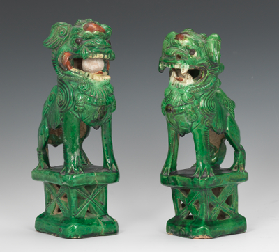A Pair of Chinese Glazed Pottery