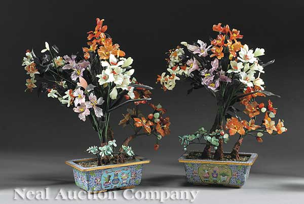 A Pair of Chinese Hardstone Trees
