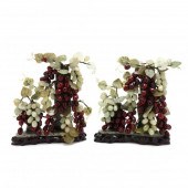 A PAIR OF CHINESE HARDSTONE GR