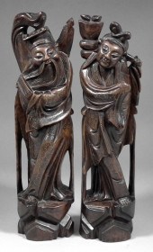 A pair of Chinese hardwood car