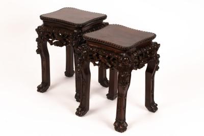 A pair of Chinese hardwood