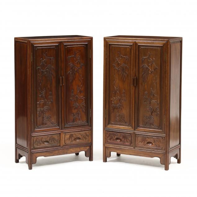 A PAIR OF CHINESE HARDWOOD CABINETS