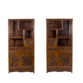A PAIR OF CHINESE HARDWOOD CUR