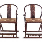 A Pair of Chinese Hardwood Hor