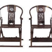 A Pair of Chinese Hardwood Tra