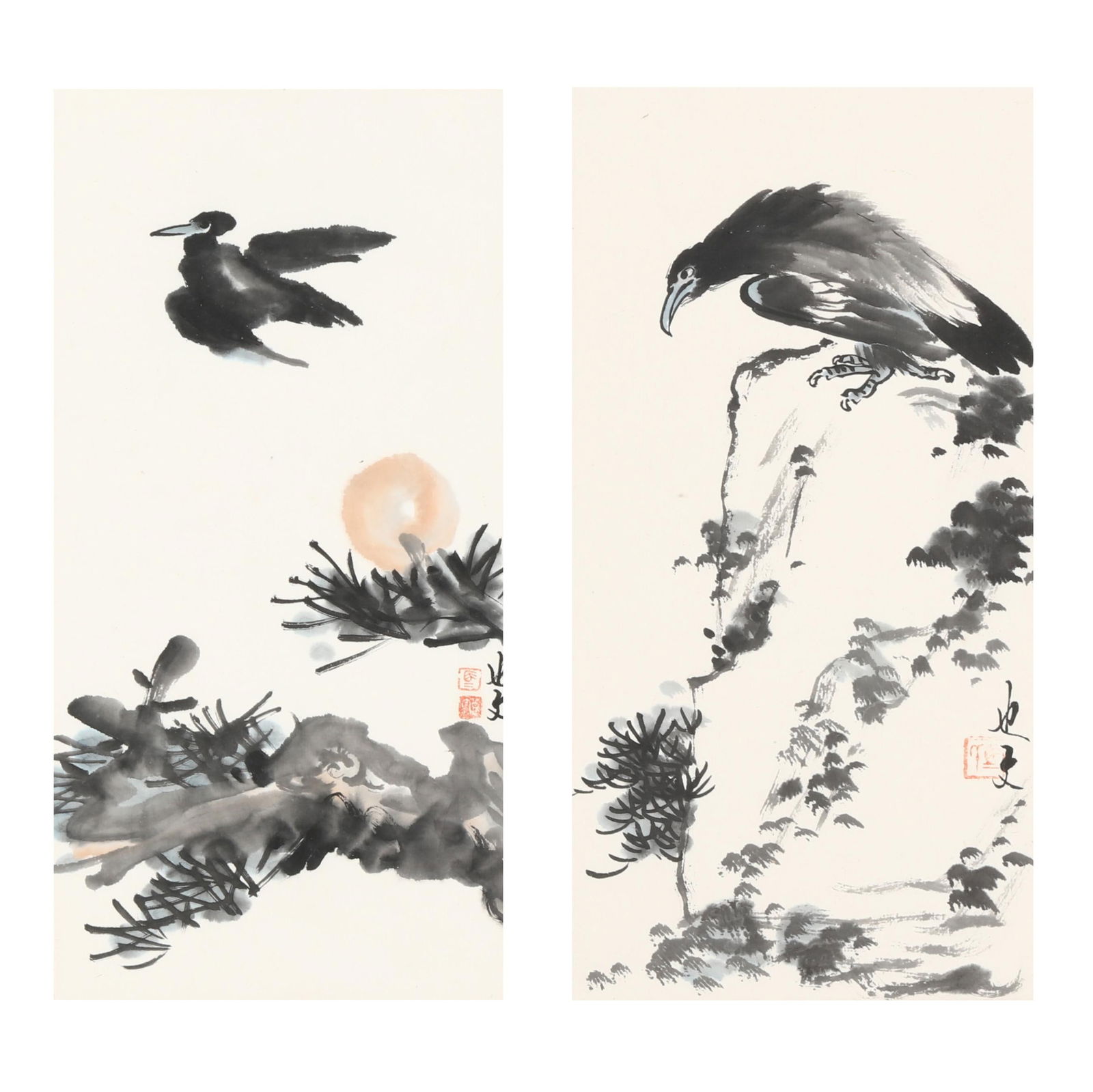 A PAIR OF CHINESE INK PAINTINGS