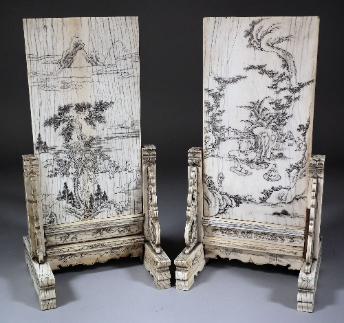 A pair of Chinese ivory rectangular