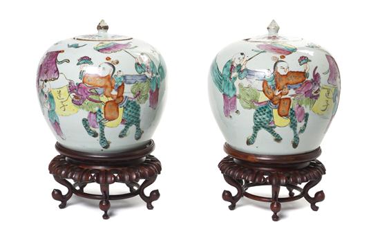 A Pair of Chinese Lidded Ginger
