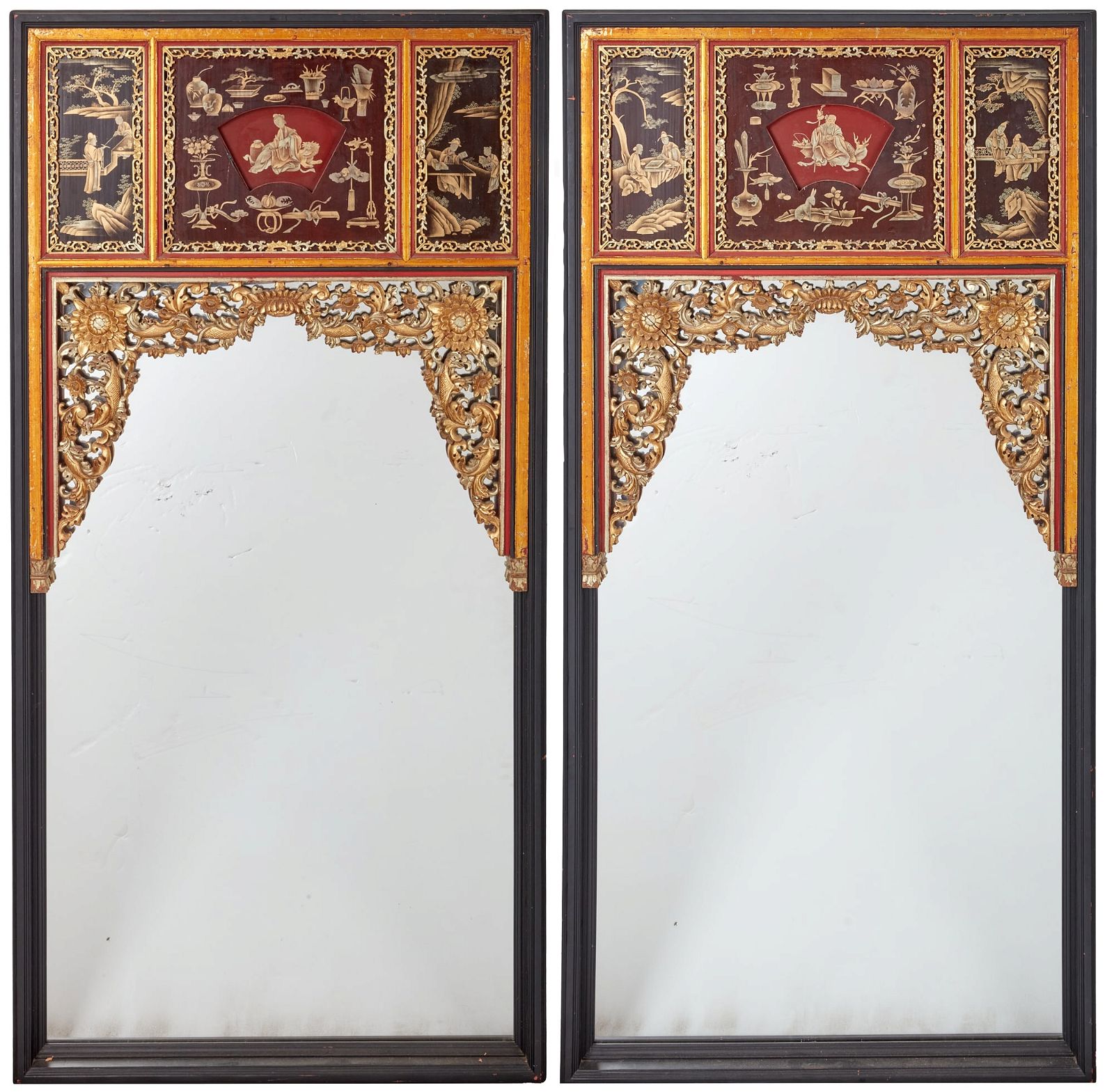 A PAIR OF CHINESE MIRRORED