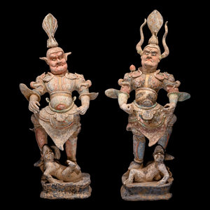 A Pair of Chinese Painted Pottery