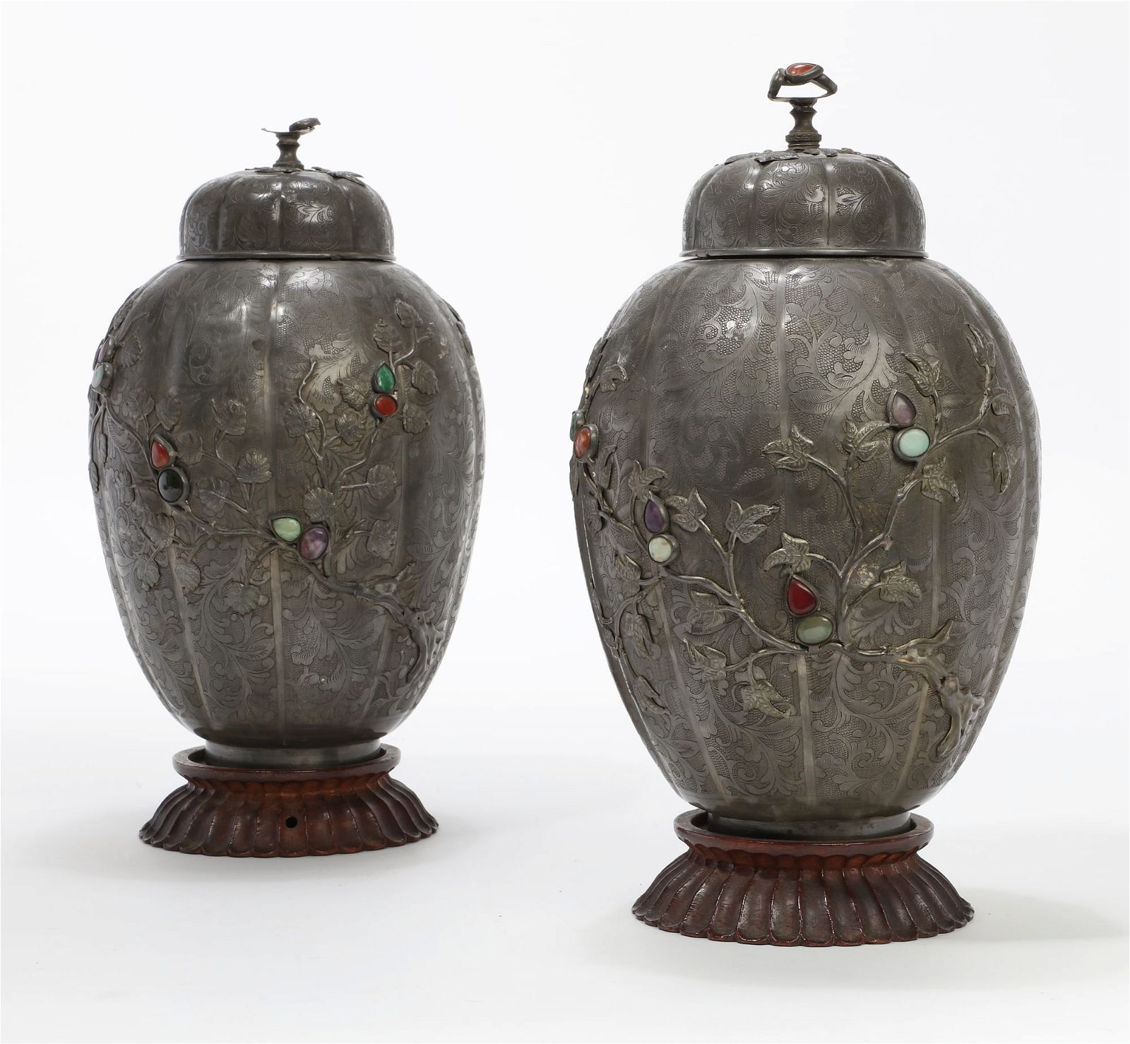 A PAIR OF CHINESE PEWTER CADDIESA