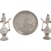 A Pair of Chinese Pewter Wine