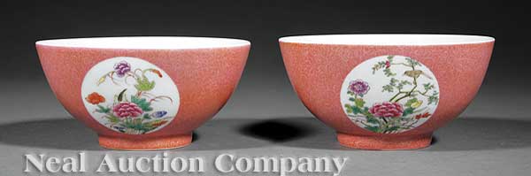 A Pair of Chinese Pink Sgraffiato