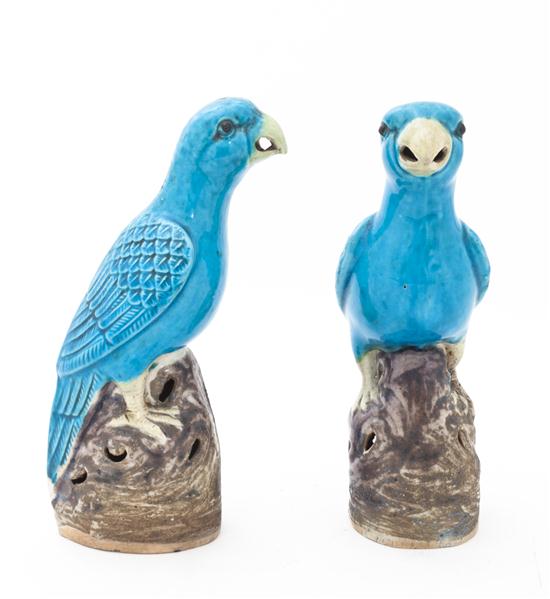A Pair of Chinese Porcelain Parrots