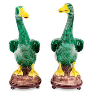 A Pair of Chinese Porcelain Ducks