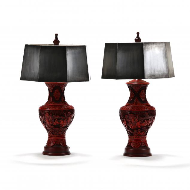 A PAIR OF CHINESE RED CINNABAR