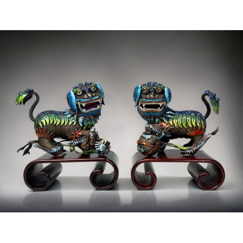 A pair of Chinese silver filigree &