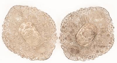 A pair of Chinese silver filigree