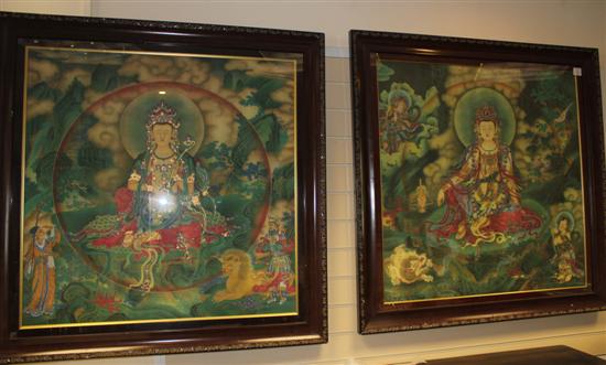 A pair of Chinese thangka paintings