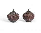 A PAIR OF CHINESE TIXI LACQUER