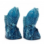 A PAIR OF CHINESE TURQUOISE BL