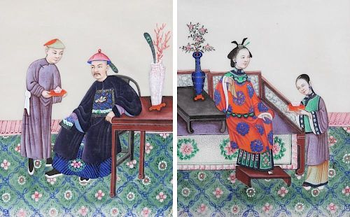 A PAIR OF CHINESE WATERCOLOR