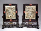 A pair of Chinese white jade r