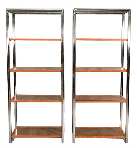 A PAIR OF CHROME AND CANED MILO