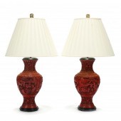 A PAIR OF CINNABAR LACQUER STY