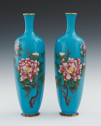 A PAIR OF CLOISONNE & MORIAGE