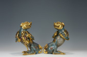 A PAIR OF CLOISONNE AUSPICIOUS