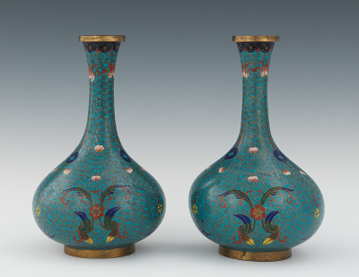 A Pair of Cloisonne Bottle Vases