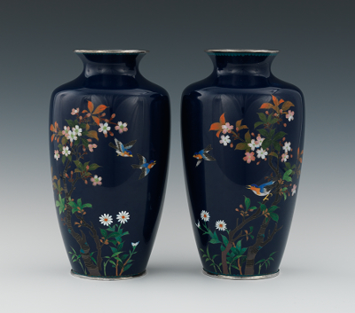 A Pair of Cloisonne Vases in the