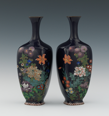 A Pair of Cloisonne Vases in the