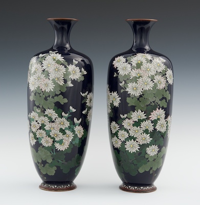 A Pair of Cloisonne Vases with