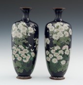 A Pair of Cloisonne Vases with