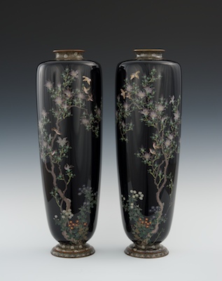 A Pair Of Cloisonne Vases
