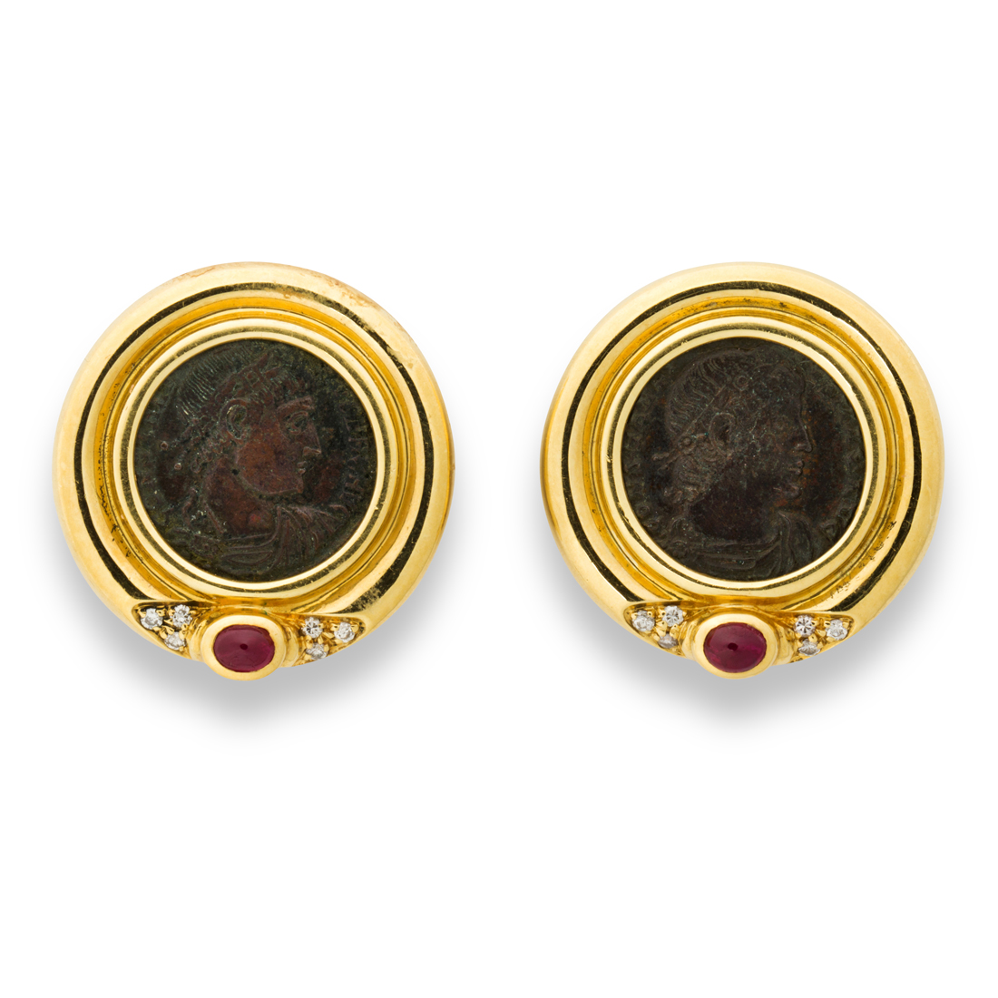 A PAIR OF COIN AND EIGHTEEN KARAT