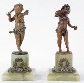 A PAIR OF COLD PAINTED BRONZE
